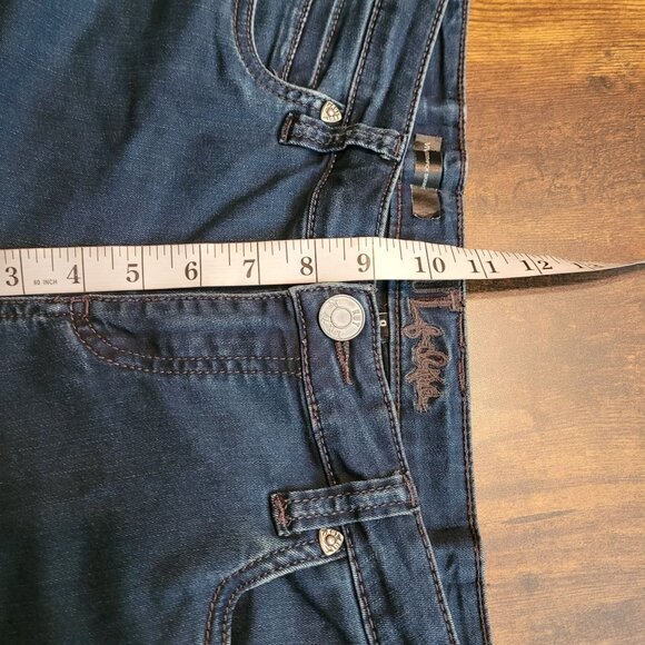 KFTK Jeans Size 8 Viv Toothpick Skinny Mid Rise Button Flap Dark Wash Stretch - Picture 9 of 12